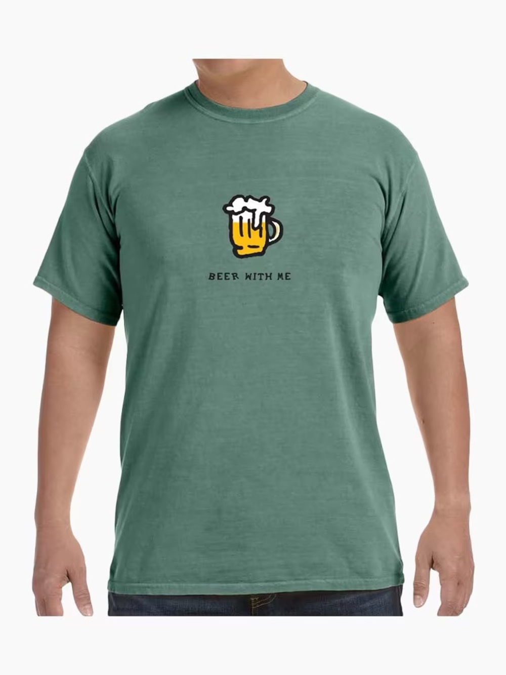 Comfort Colors Green 'Beer With Me' Graphic Tee